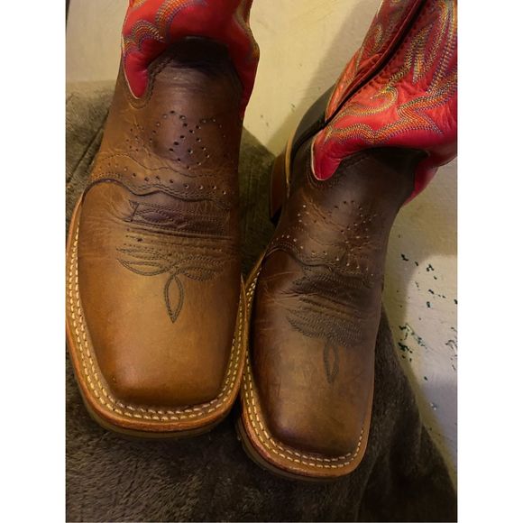 Double-H Roger Square Toe Boot Red sz 9 - Picture 7 of 11